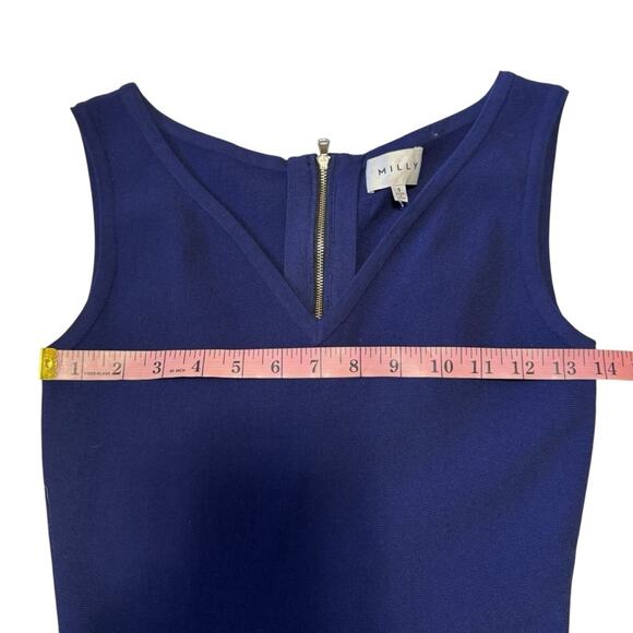 Milly Asymmetrical Drape Navy Sleeveless Dress - Picture 8 of 8